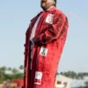 Teddy Swims 2026 Coachella Red Printed Coat