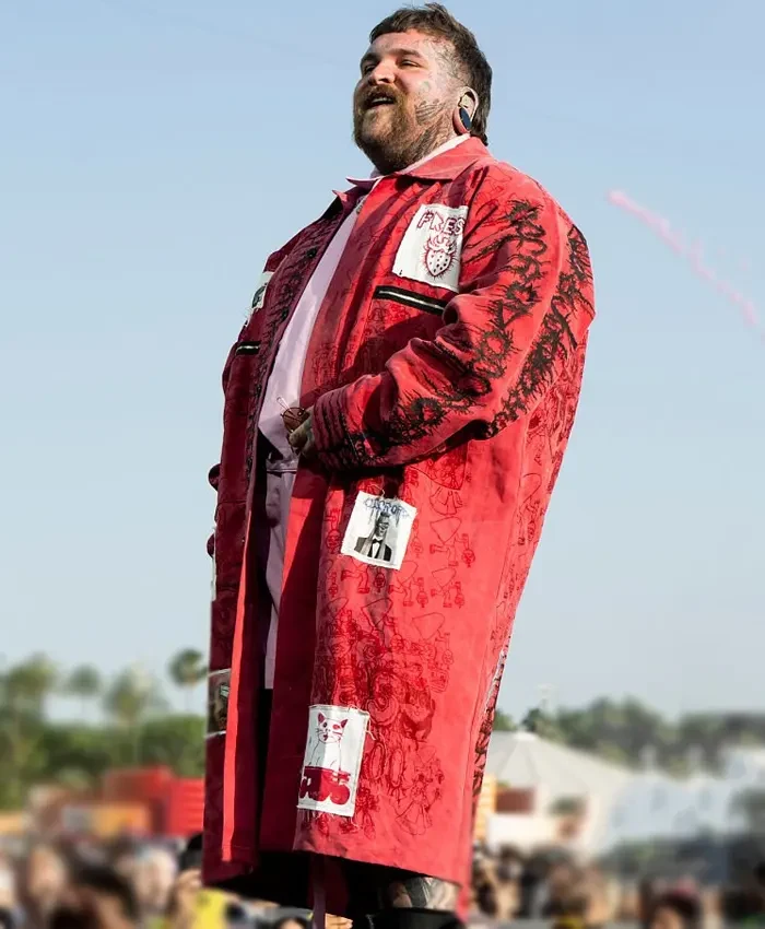 Teddy Swims 2026 Coachella Red Printed Coat