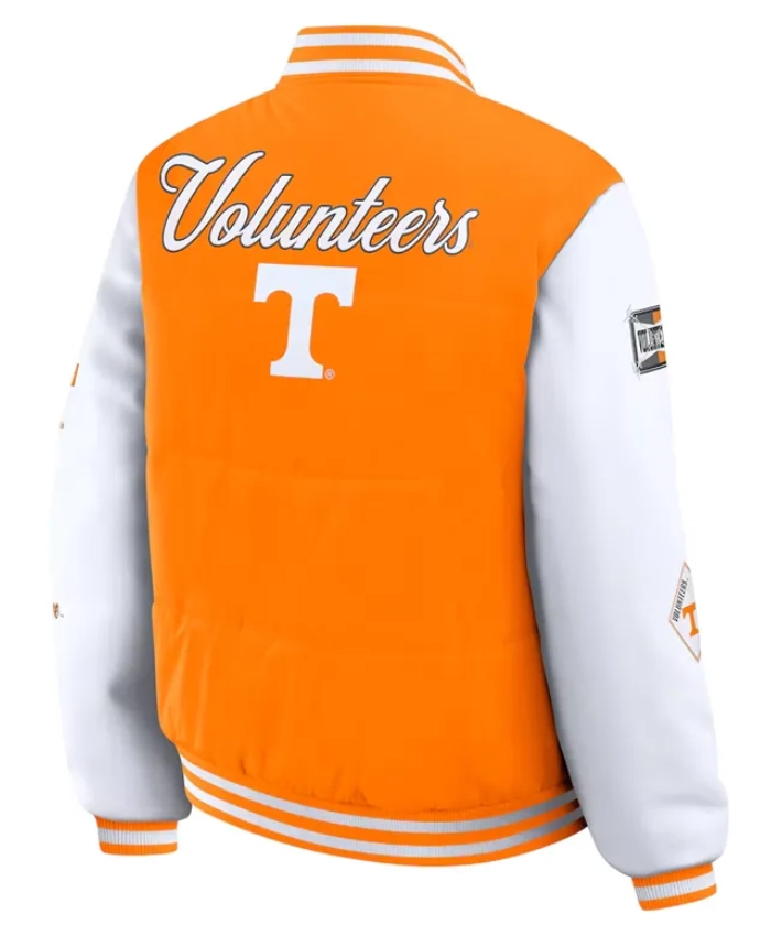 Tennessee Volunteers Orange And White Full Snap Puffer Jacket
