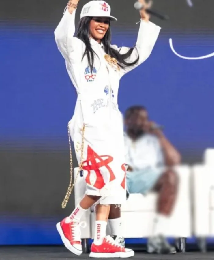 Teyana Taylor ESSENCE White Festival Jumpsuit