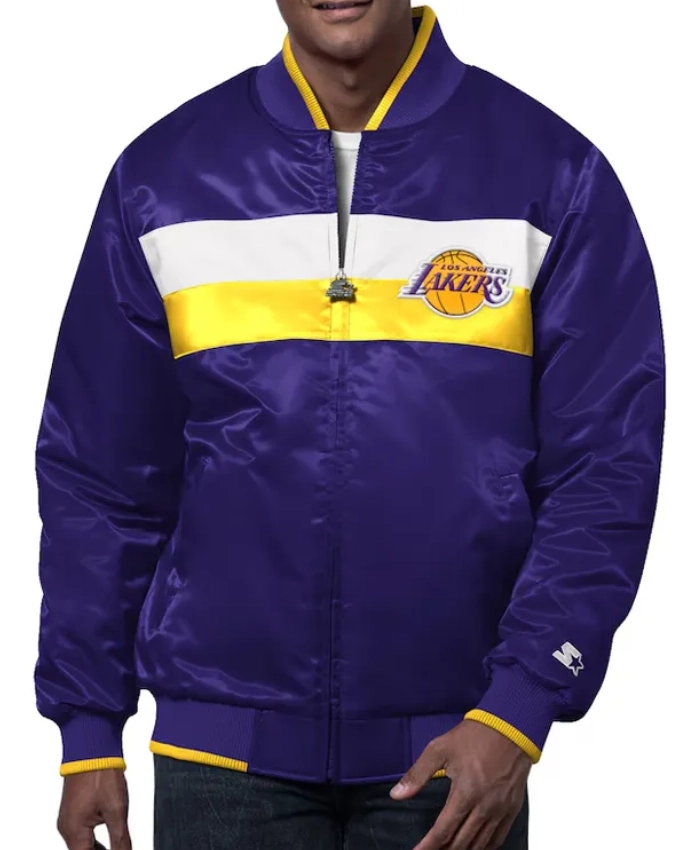 The Ambassador Los Angeles Lakers Purple Full Zip Varsity Satin Jacket