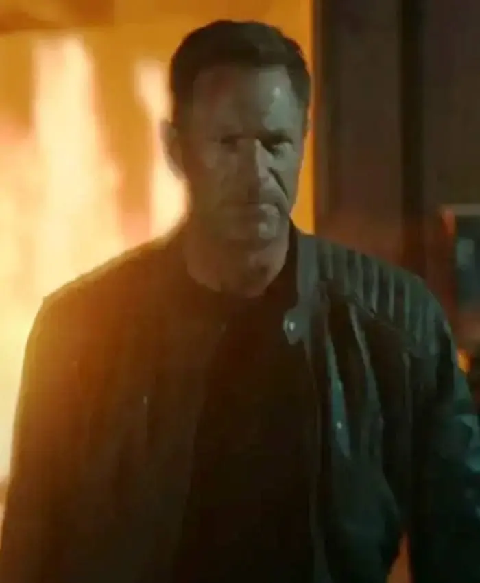 The Bricklayer 2024 Aaron Eckhart Black Leather Jacket