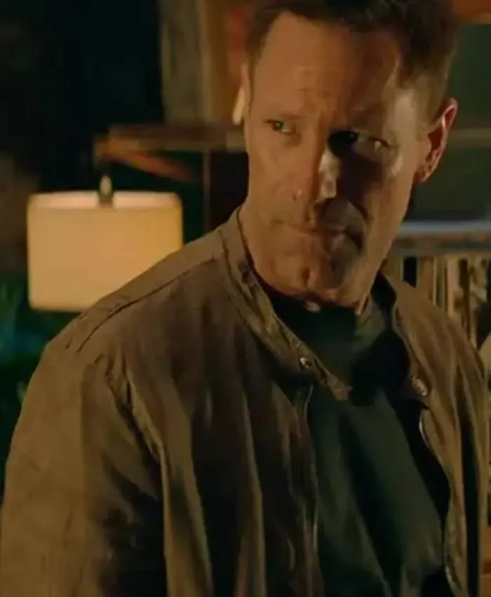 The Bricklayer 2024 Aaron Eckhart Leather Brown Jacket