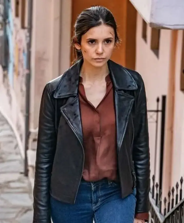 The Bricklayer 2024 Nina Dobrev Leather Black Jacket 1