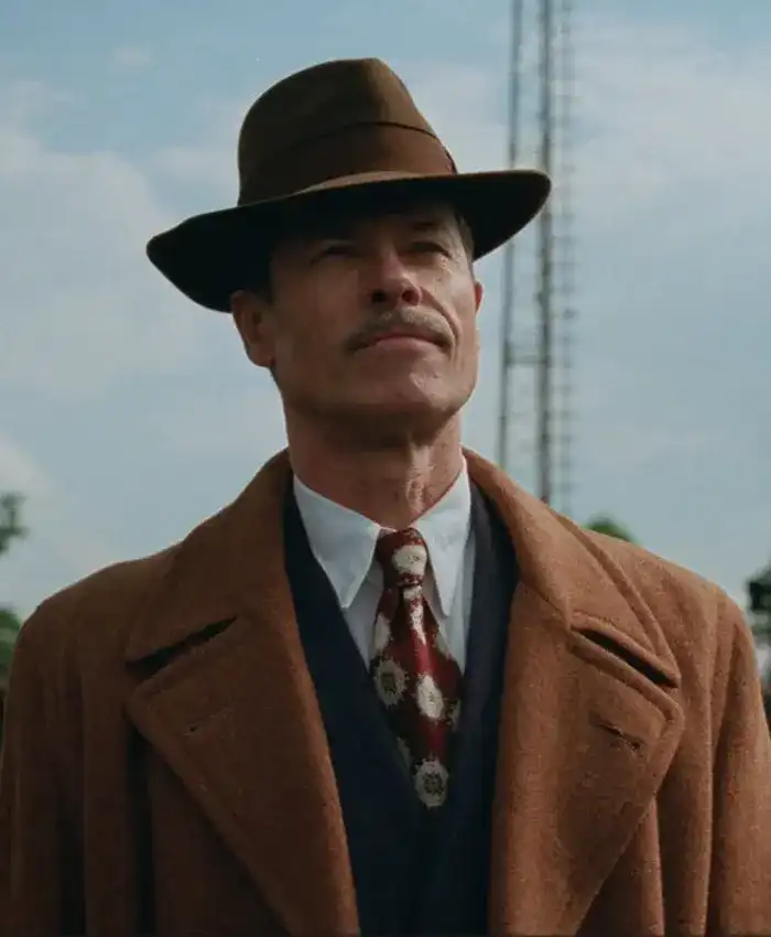 The Brutalist Guy Pearce Brown Wool Coat