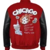 The CHI Wedding Cake Chicago Windy City Red Letterman Jacket