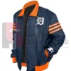 The Captain II Detroit Tigers Full Zip Satin Varsity Jacket