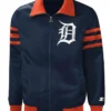 The Captain II Detroit Tigers Starter Blue Full Zip Satin Varsity Jacket