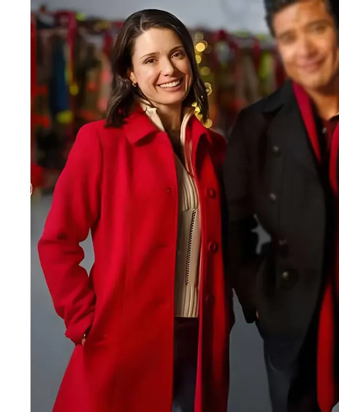 The Christmas Spark 2025 Ali Cobrin Red Wool Coat