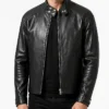 The Debt 2026 Daou Pittaya Black Asymmetric Leather Jacket Mens