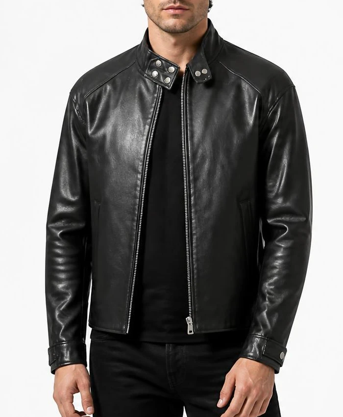 The Debt 2026 Daou Pittaya Black Asymmetric Leather Jacket Mens