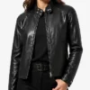 The Debt 2026 Daou Pittaya Black Asymmetric Leather Jacket Womens