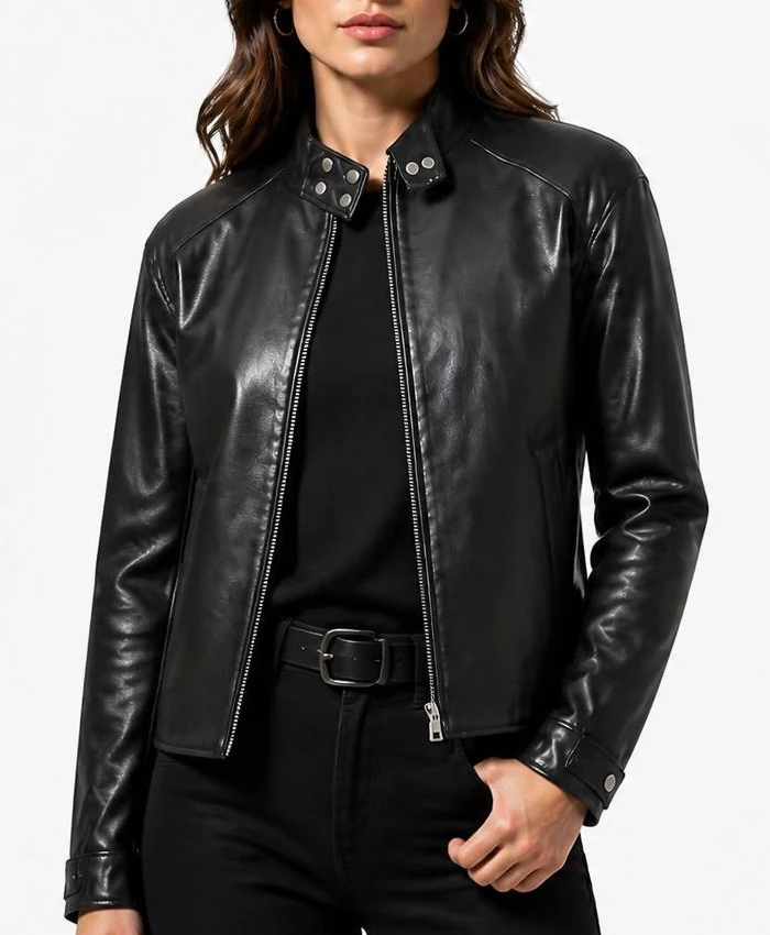 The Debt 2026 Daou Pittaya Black Asymmetric Leather Jacket Womens