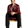The Debt 2026 Nadech Burgundy Leather Jacket