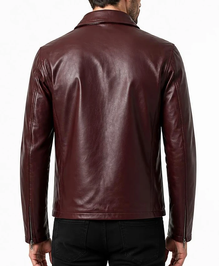 The Debt 2026 Nadech Burgundy Leather Jacket Men