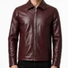 The Debt 2026 Nadech Burgundy Leather Jacket Mens