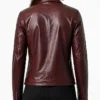 The Debt 2026 Nadech Burgundy Leather Jacket Women