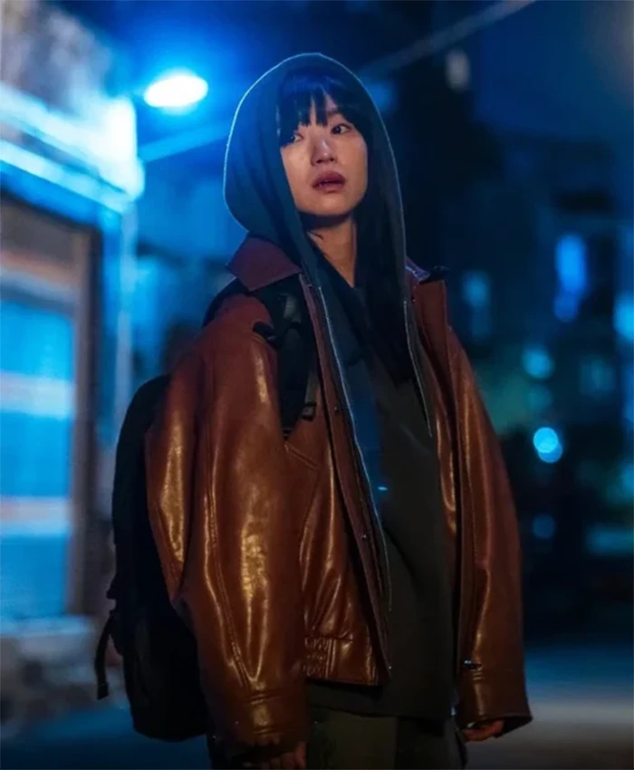 The Defects 2025 Won Jin-ah Brown Leather Jacket