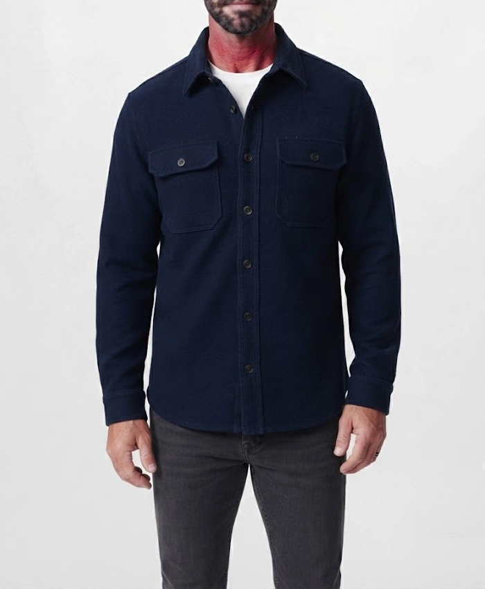 The Division Shirt Navy Wool Jacket Sale