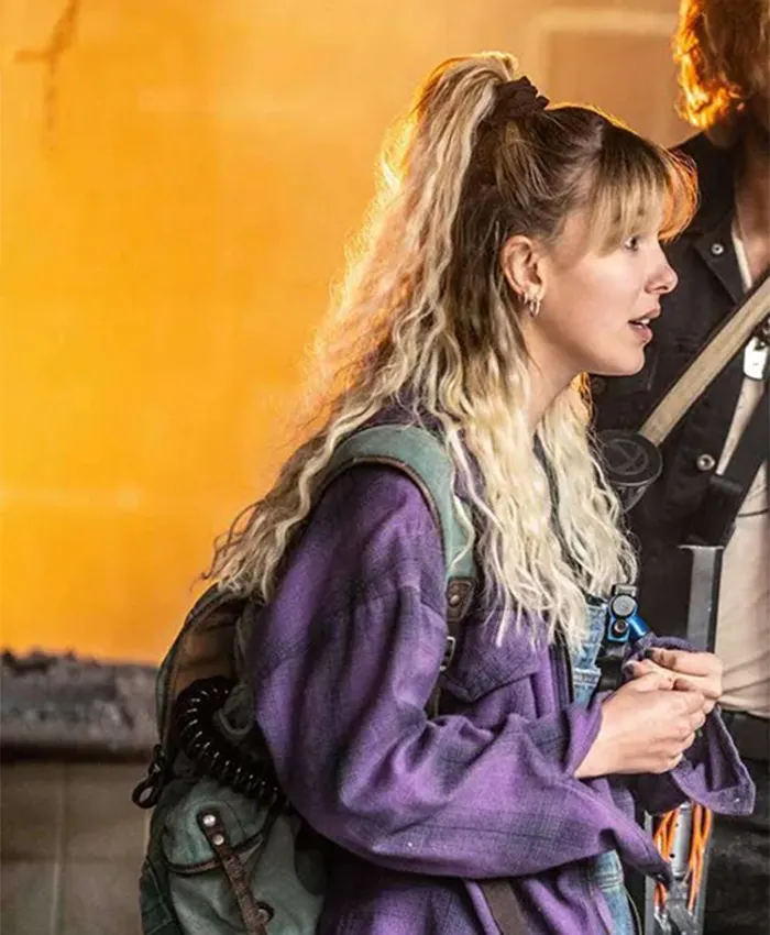 The Electric State 2025 Millie Bobby Brown Purple Jacket