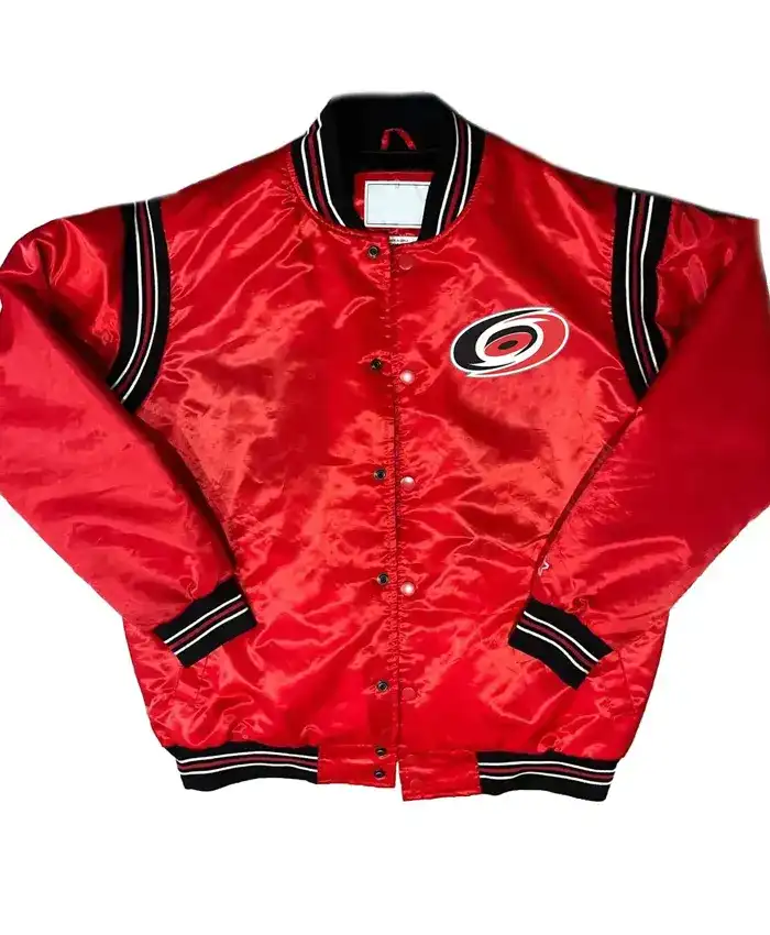 The Enforcer Carolina Hurricanes Satin Red Varsity Jacket