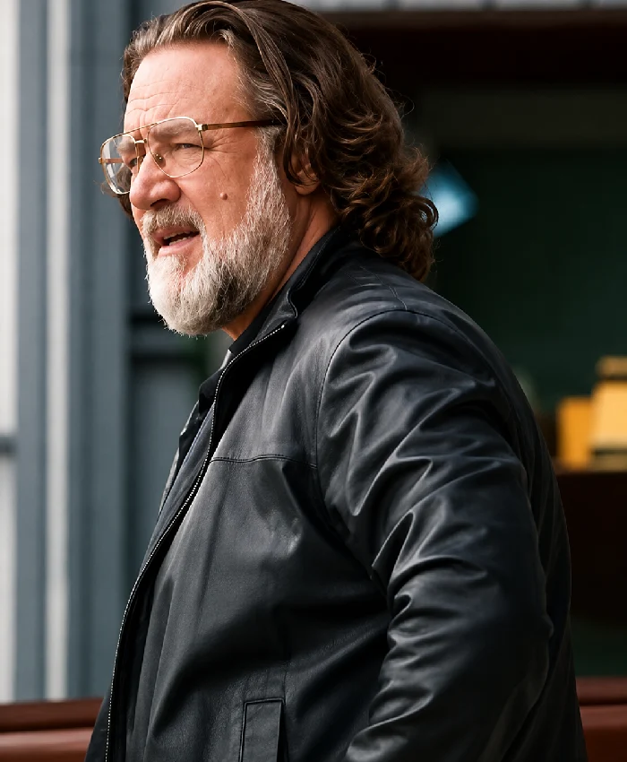The Get Out Movie Russell Crowe Black Leather Jacket - Image 3