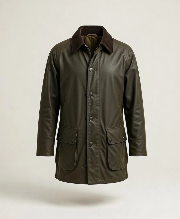 The Great Pottery Throwdown S09 Olive Leather Jacket - Image 2
