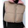 The Inheritance S01 Hatsah Pink And Sand Reversible Puffer Vest