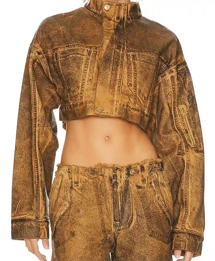 The Jennifer Hudson Show 2024 Jennifer Hudson Brown Cropped Jacket For Unisex