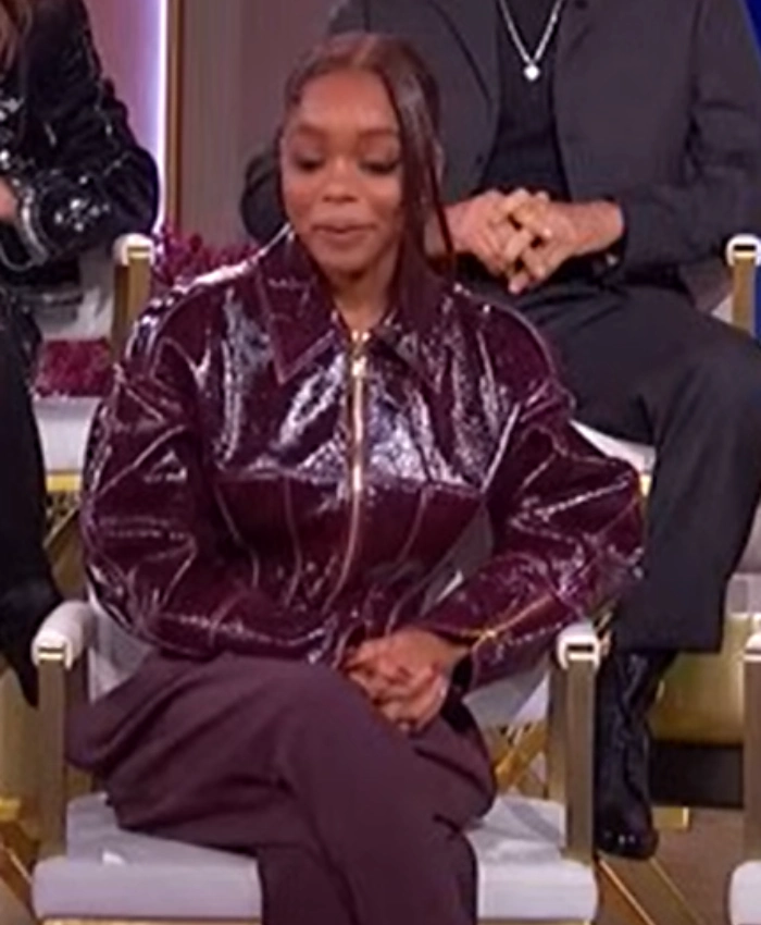 The Jennifer Hudson Show S03 Marsai Martin Zipper Patent Leather Cropped Jacket