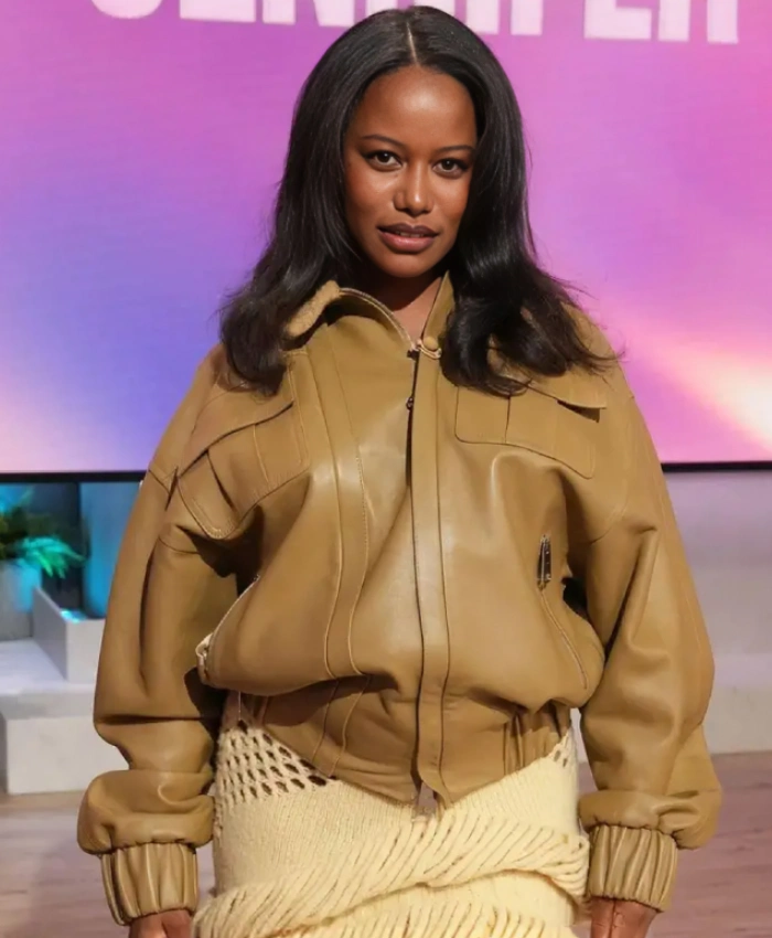 The Jennifer Hudson Show S04 Taylour Paige Leather Cropped Jacket