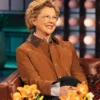 The Kelly Clarkson Show 2026 Annette Bening Cropped Suede Brown Jacket