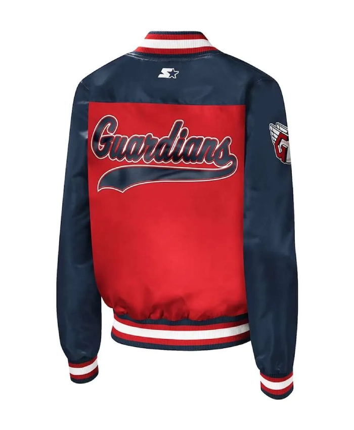 The Legend Cleveland Guardians Red And Navy Full Snap Satin Jacket