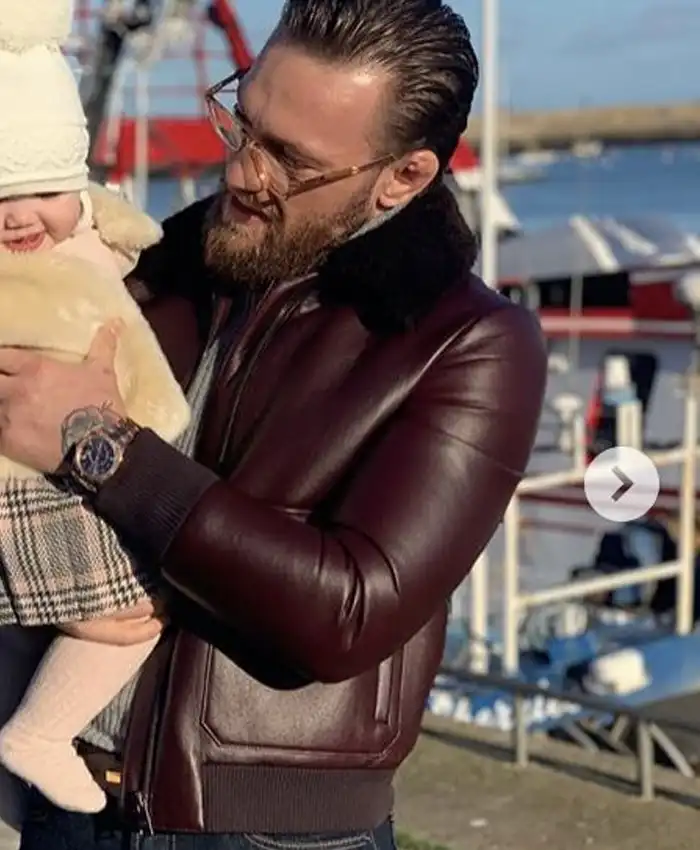 The Notorious Conor Mc Gregor Maroon Shearling Jacket