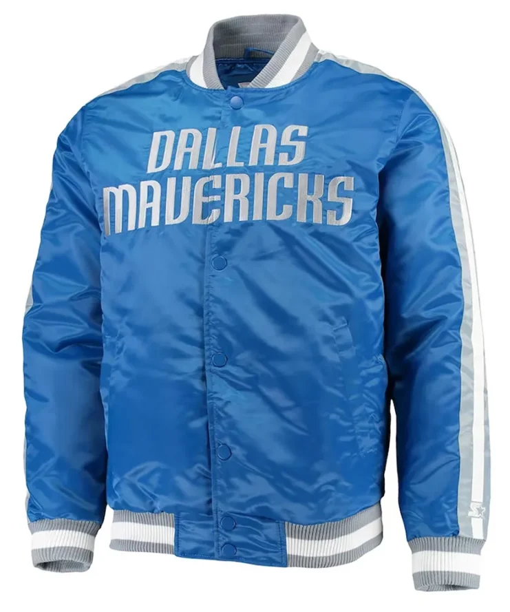 The Offensive Dallas Mavericks Blue Varsity Satin Jacket