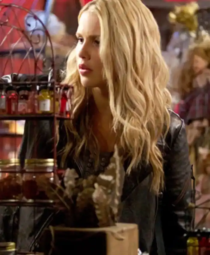 The Originals Claire Holt Black Wool Biker Jacket