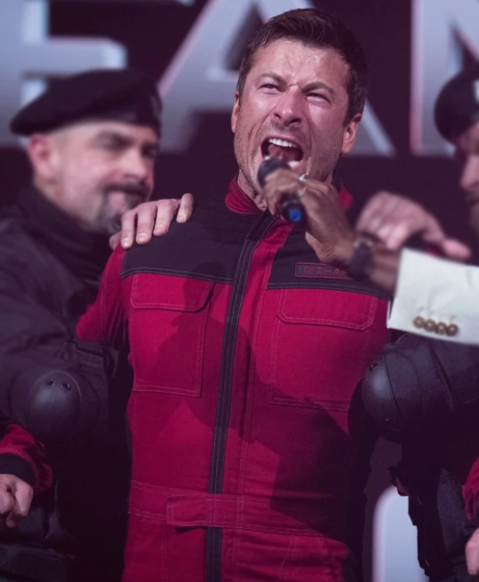 The Running Man 2025 Glen Powell Red Jacket - Image 3