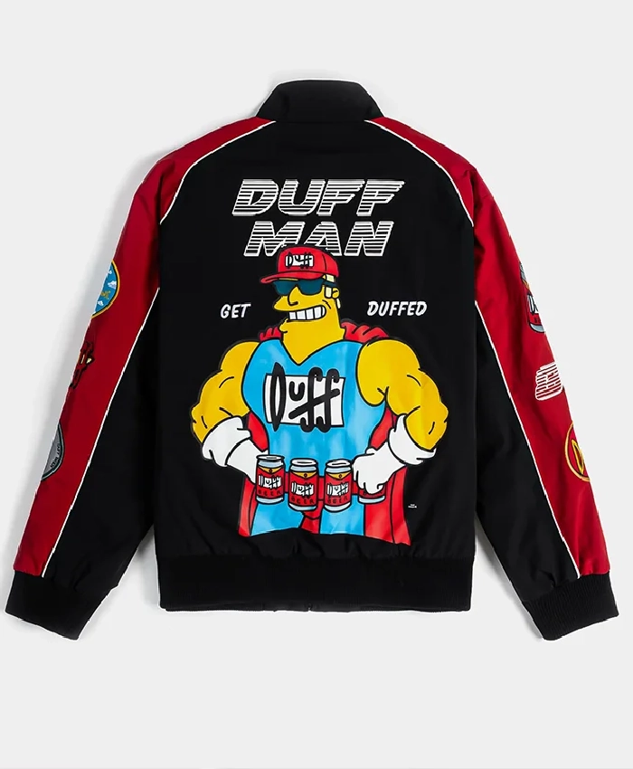 The Simpsons x Shoe Palace Duff Man Black And Red Racing Bomber Jacket