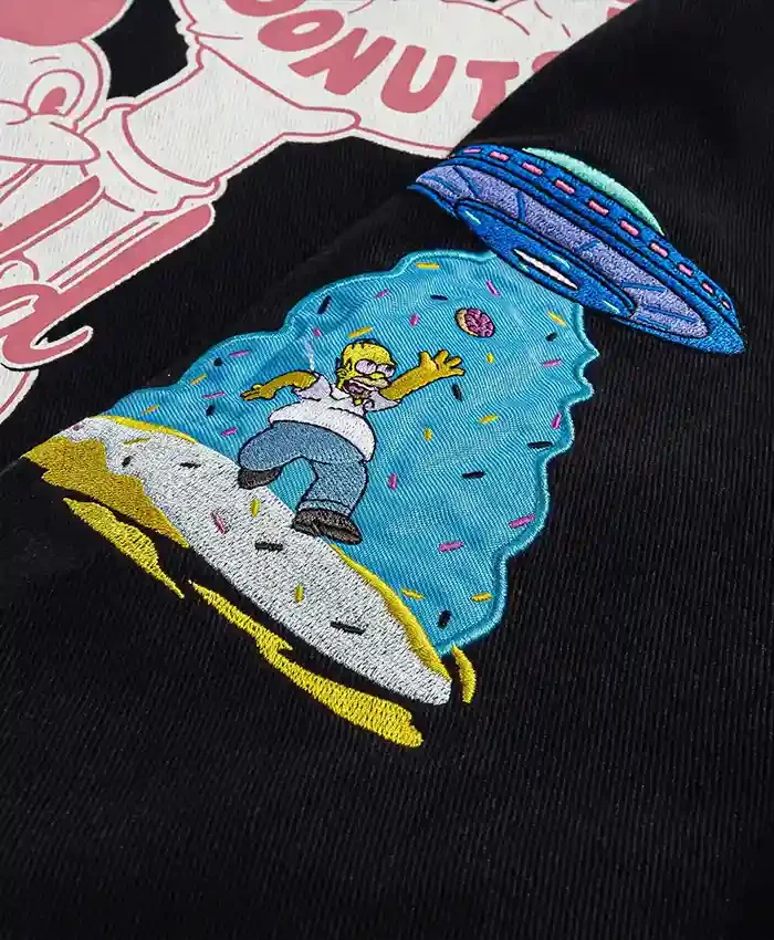 The Simpsons x Shoe Palace Lard Lad Donuts Black Work Cotton Jacket