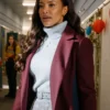 The Snow Must Go On Heather Hemmens Lily Anne Maroon Long Coat