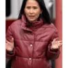 The Today Show 2025 Vicky Nguyen Red Leather Puffer Jacket
