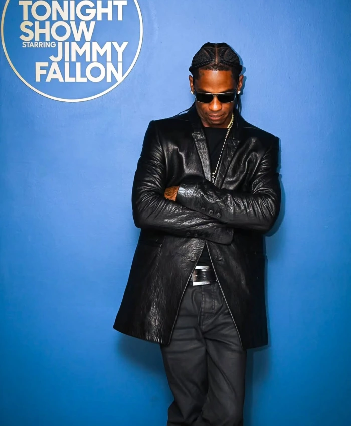 The Tonight Show Starring Jimmy Fallon Black Leather Blazer