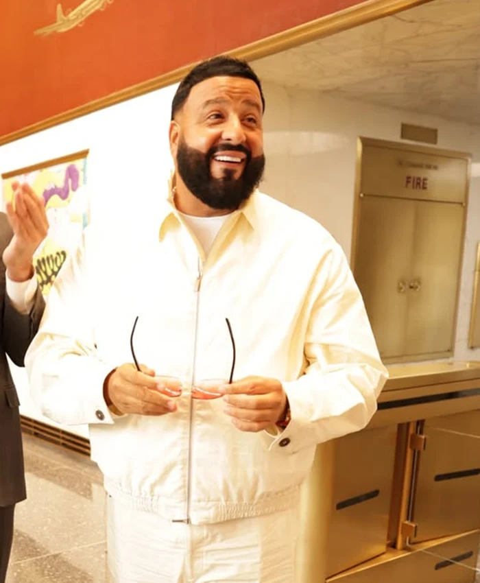 The Tonight Show Starring Jimmy Fallon DJ Khaled White Cotton Bomber Jacket Sale
