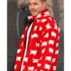 The Traitors Season 04 Colton Underwood Black Sheep Print Sherpa Red Jacket
