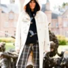 The Traitors UK S04 Claudia Winkleman White Toggle Button Duffle Coat