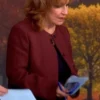 The View S28 Joy Behar Red Crew Neck Wool Jacket