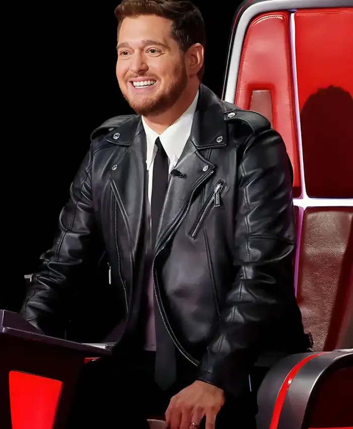 The Voice Michael Buble Leather Black Jacket