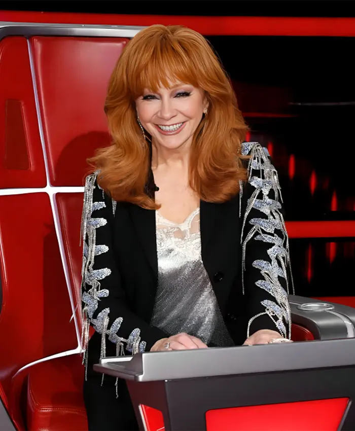 The Voice S26 Reba McEntire Embellished Sleeve Black Jacket