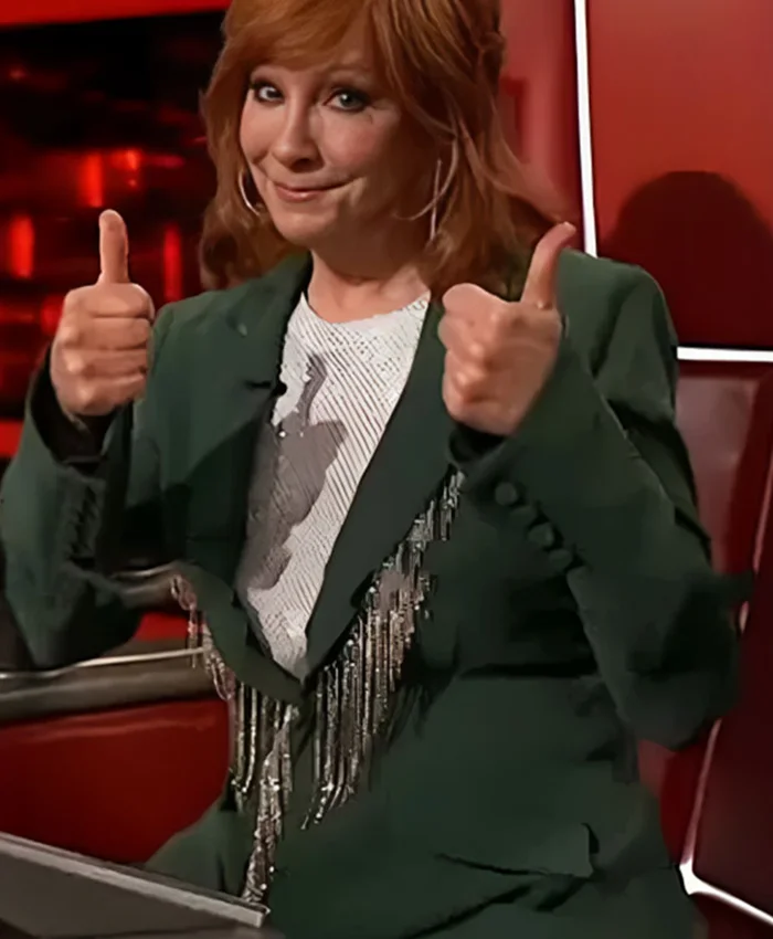 The Voice S26 Reba McEntire Fringe Embellished Green Blazer