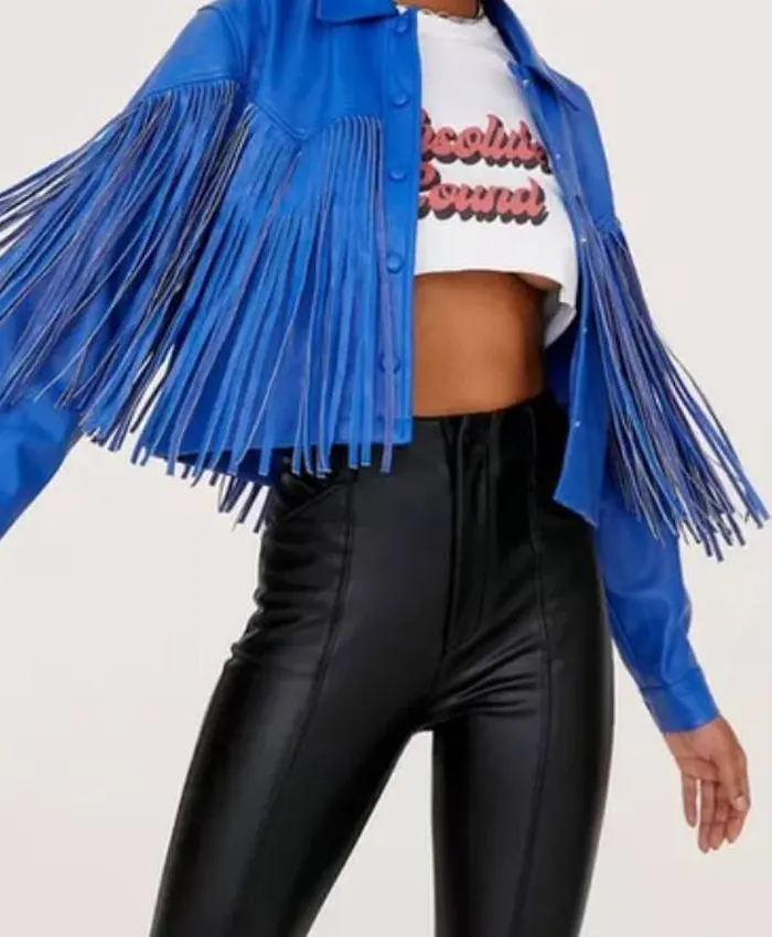 The Voice S27 Hailey Wright Fringe Blue Jacket - Image 2